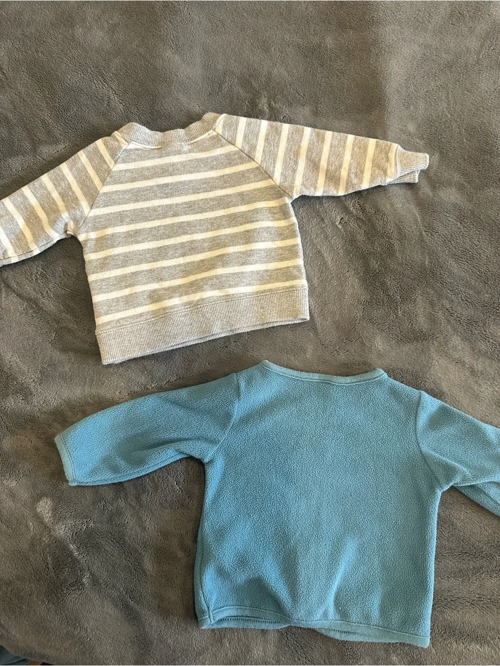 Carter's Blue Fleece Zip Jacket with Gray & Cream Sloth Stripe Pullover